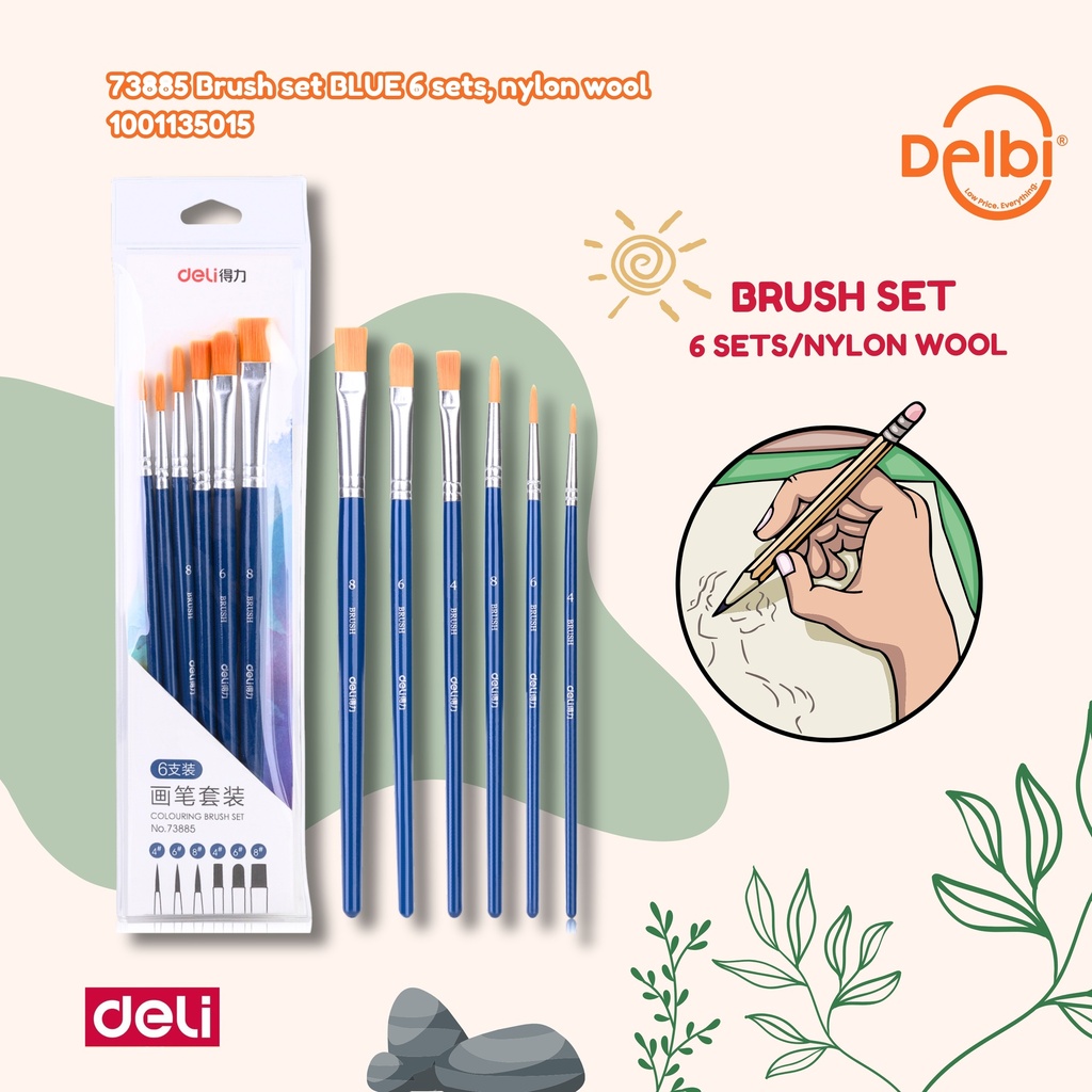 [100135015] DELI 73885 Brush set BLUE 6 sets, nylon wool BX25