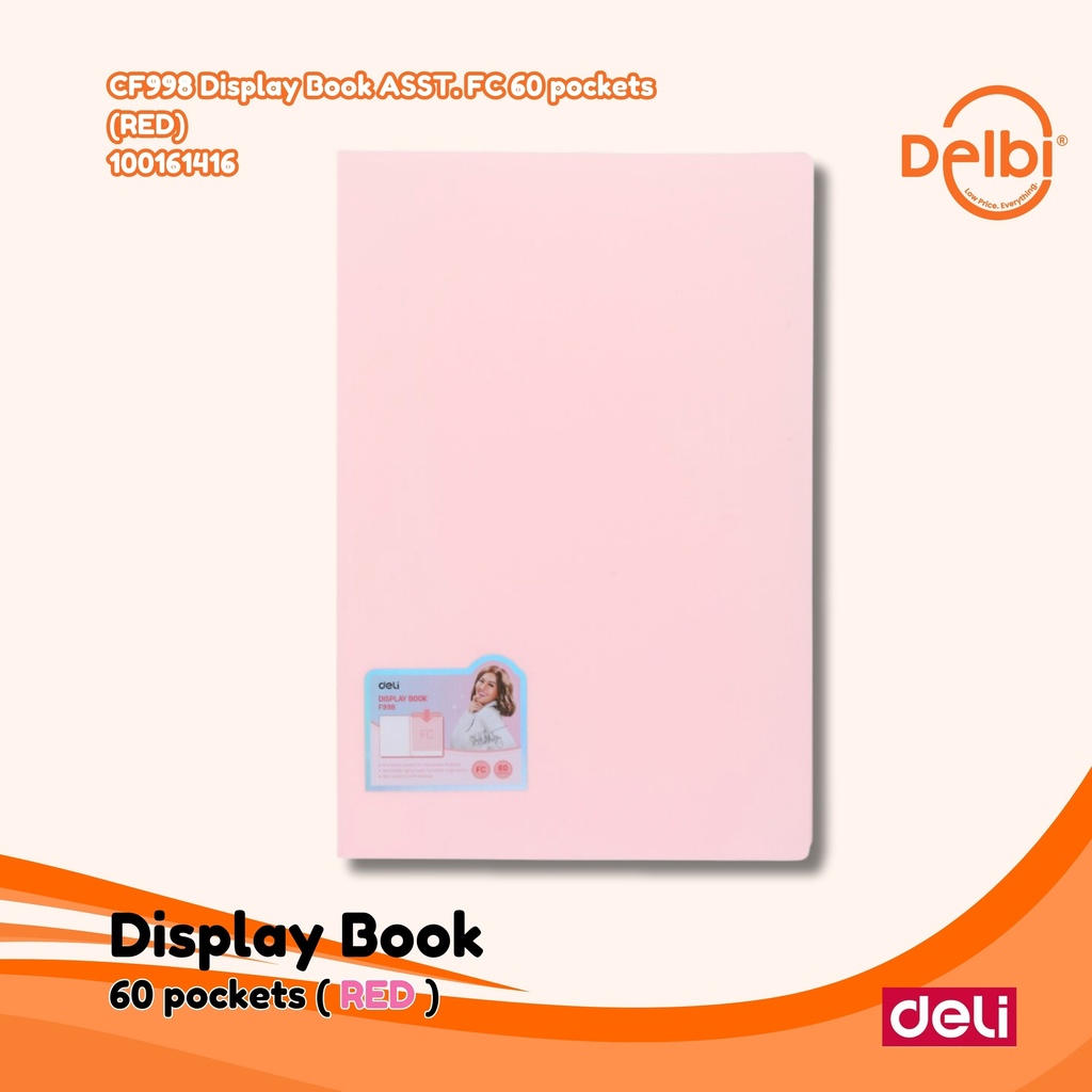 DELI CF998 Display Book ASST. FC 60 pockets (RED) BUKU BX12
