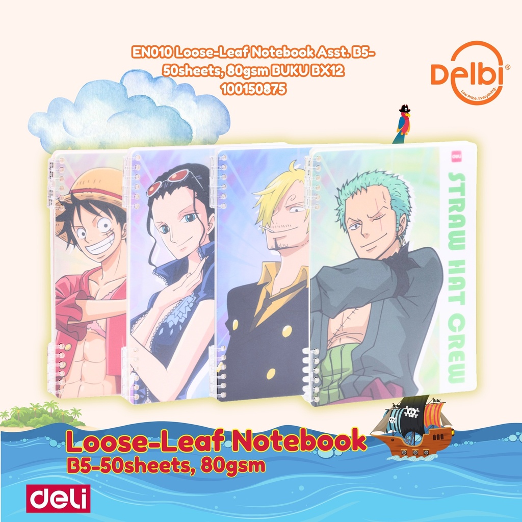 DELI EN010 Loose-Leaf Notebook Asst. B5-50sheets, 80gsm BUKU BX12