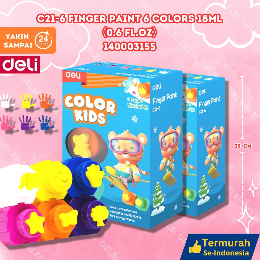 C21-6 Finger Paint 6 Colors 18ml0.6 fl.oz MEWARNAI DELI WARNA 18ML BX12
