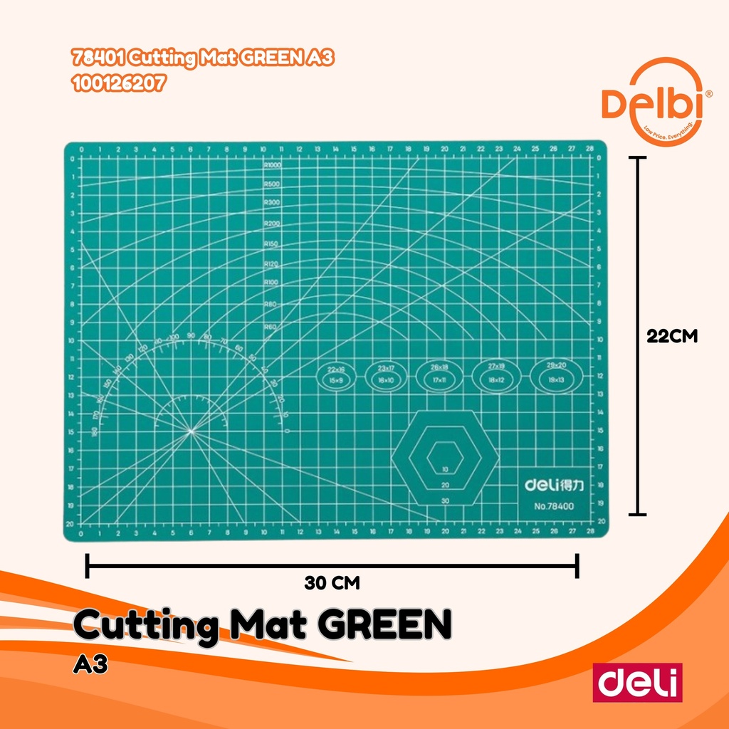 DELI 78401 Cutting Mat GREEN A3 BX30