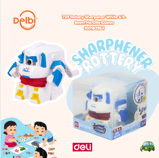 DELI 729 Rotary Sharpener White 6.9-8mm114x109x102mm RAUTAN BX6 BX72