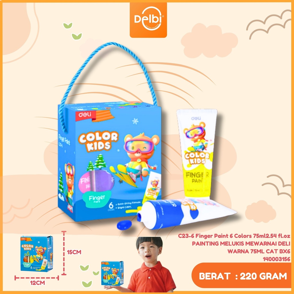 C23-6 Finger Paint 6 Colors 75ml2.54 fl.oz PAINTING MELUKIS MEWARNAI DELI WARNA 75ML CAT BX6