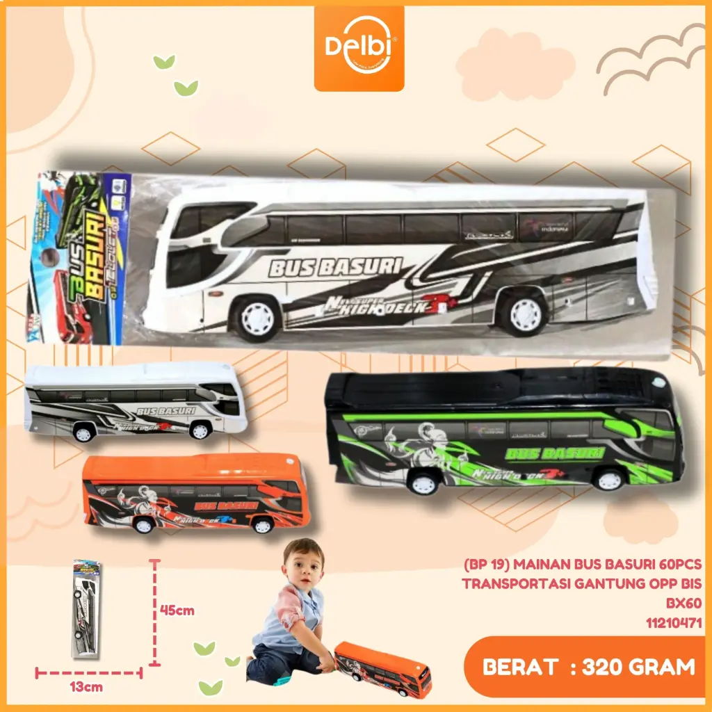[BP 19] MAINAN BUS BASURI 60PCS TRANSPORTASI GANTUNG OPP BIS BX60