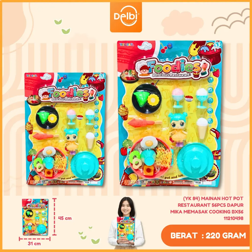 (YK 84) MAINAN HOT POT RESTAURANT 56PCS DAPUR MIKA MEMASAK COOKING BX56