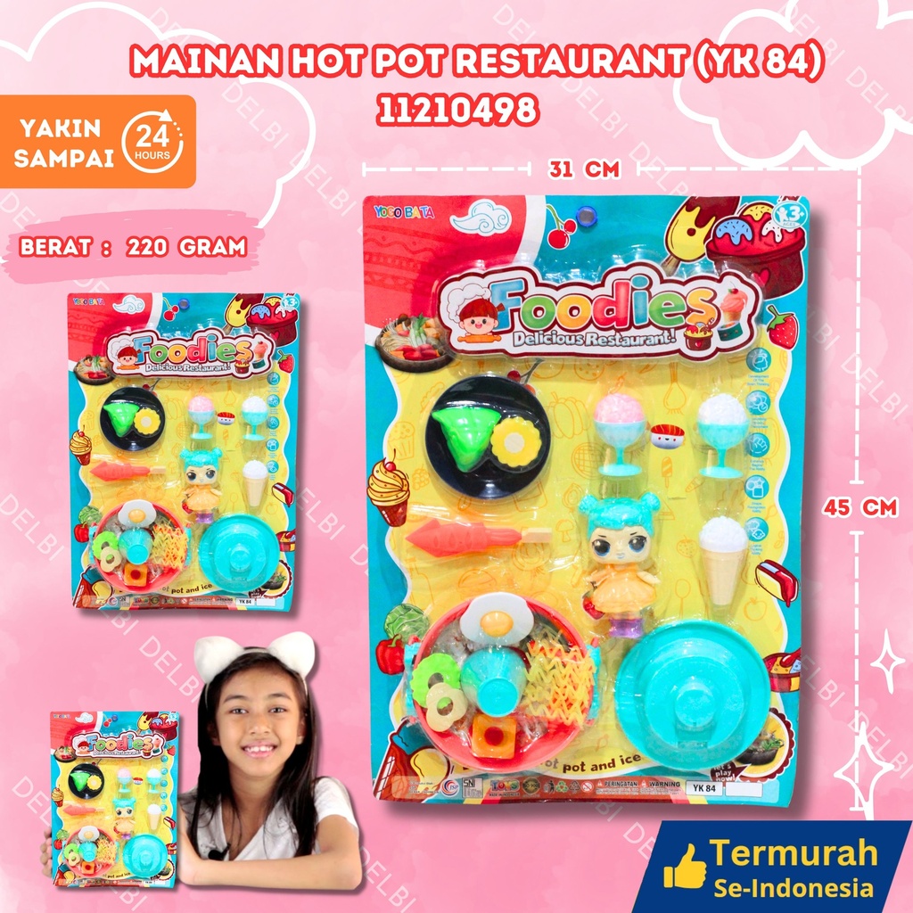 (YK 84) MAINAN HOT POT RESTAURANT 56PCS DAPUR MIKA MEMASAK COOKING BX56