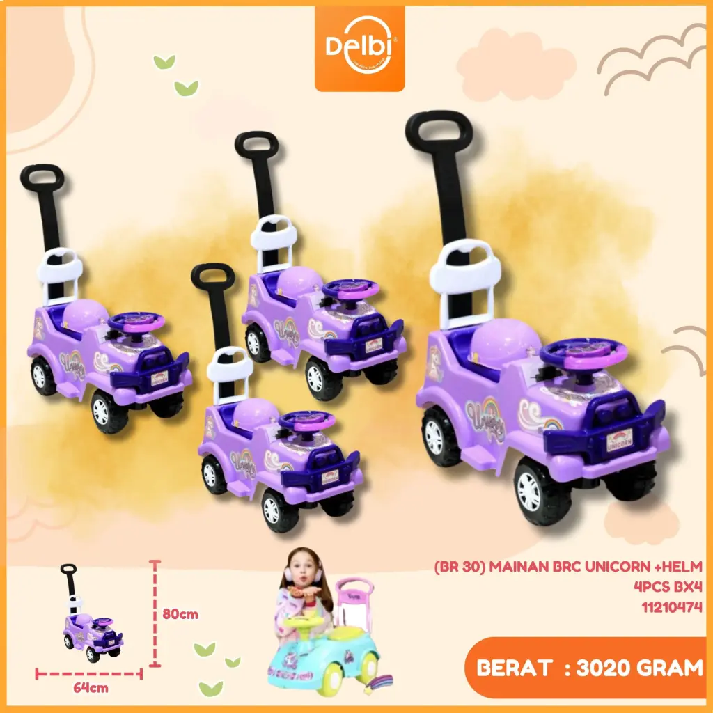 (BR 30) MAINAN BRC UNICORN +HELM 4PCS BX4