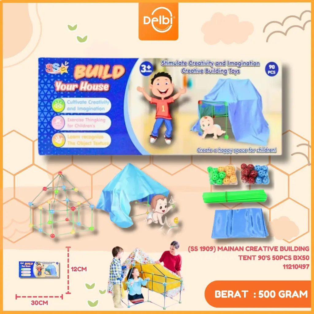 (SS 1909) MAINAN CREATIVE BUILDING TENT 90'S 50PCS BX50