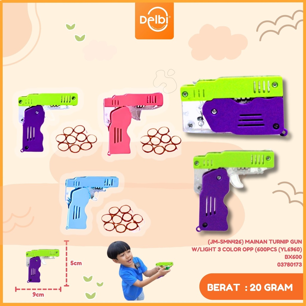 (JM-SMN426) MAINAN TURNIP GUN W/LIGHT 3 COLOR OPP (600PCS (YL6960) BX600