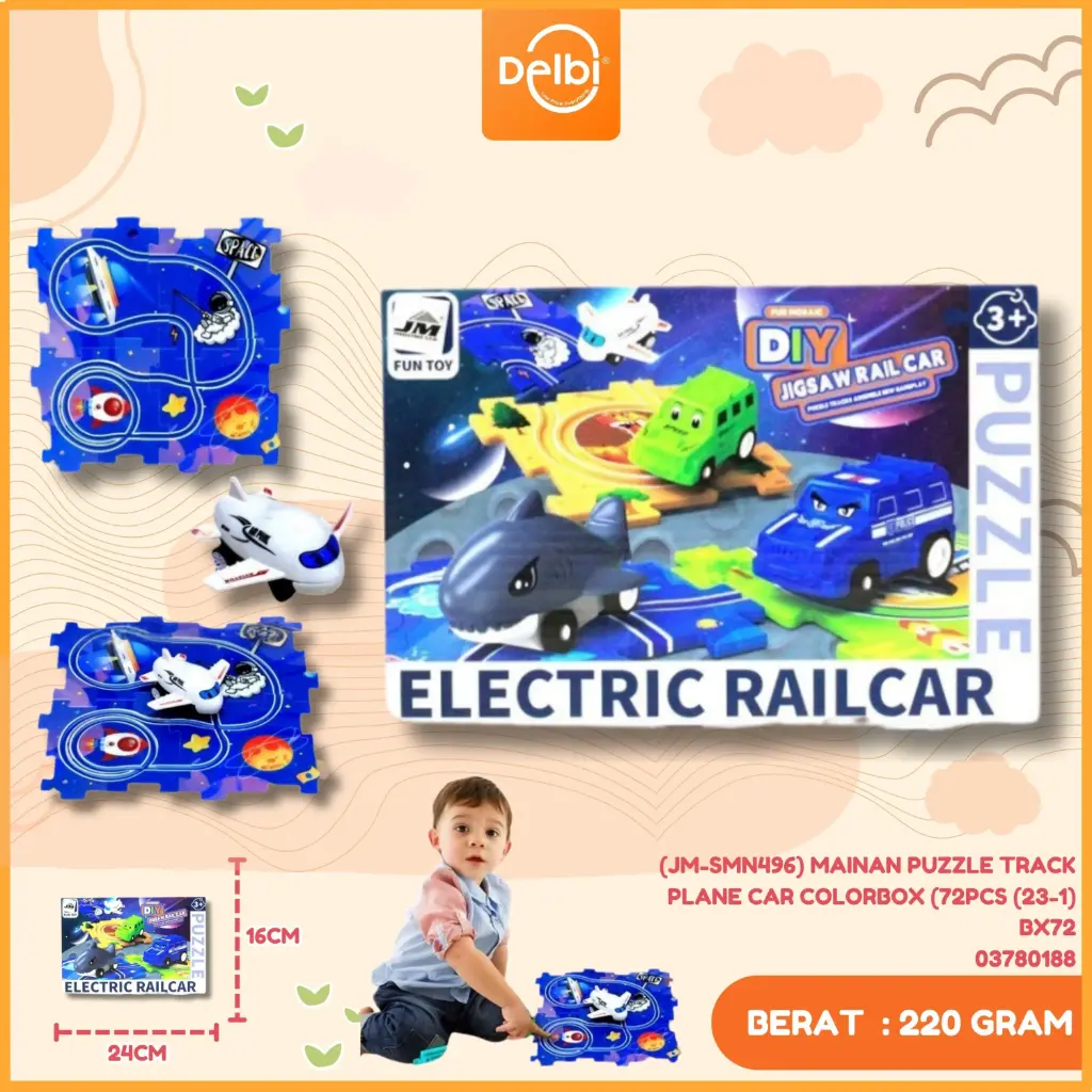[03780188] (JM-SMN496) MAINAN PUZZLE TRACK PLANE CAR COLORBOX (72PCS (23-1) BX72