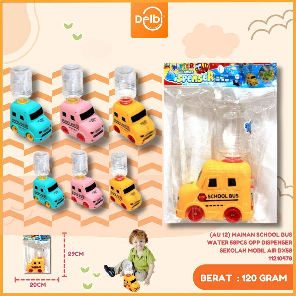 (AU 12) MAINAN SCHOOL BUS WATER 58PCS OPP DISPENSER SEKOLAH MOBIL AIR BX58