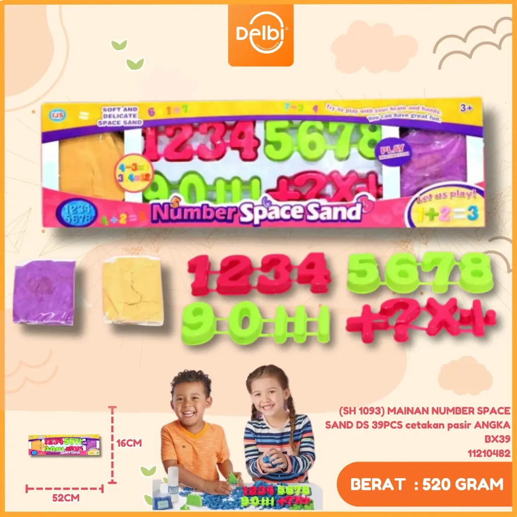 MAINAN NUMBER SPACE SAND DS 39PCS cetakan pasir ANGKA BX39