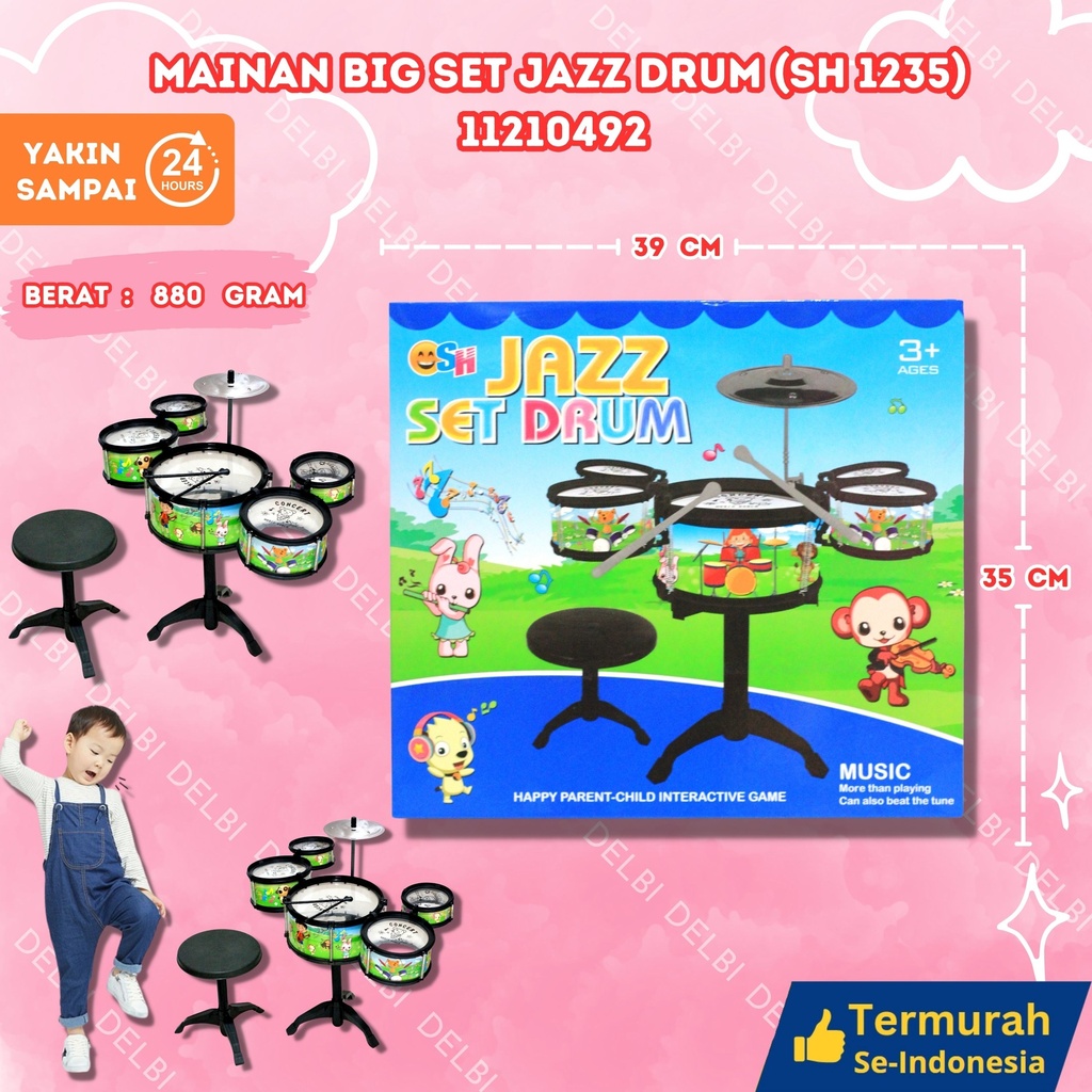 (SH 1235) MAINAN BIG SET JAZZ DRUM 21PCS BESAR ALAT MUSIK GENDANG BX21