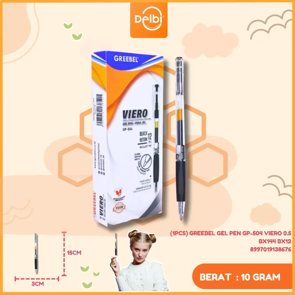 (1PCS) GREEBEL GEL PEN GP-504 VIERO 0.5 BX144 BX12