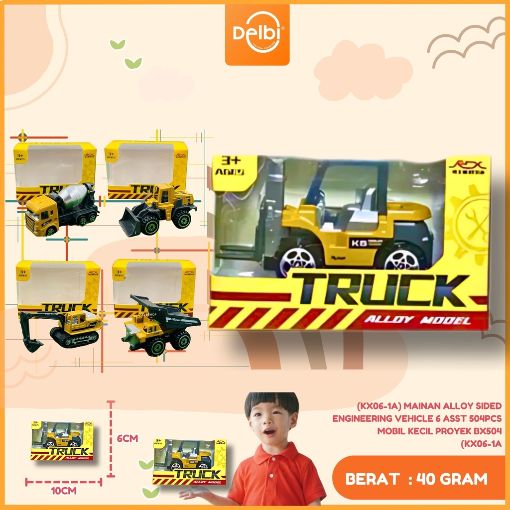 [SLP1891359] (KX06-1A) MAINAN ALLOY SIDED ENGINEERING VEHICLE 6 ASST 504PCS MOBIL KECIL PROYEK BX504