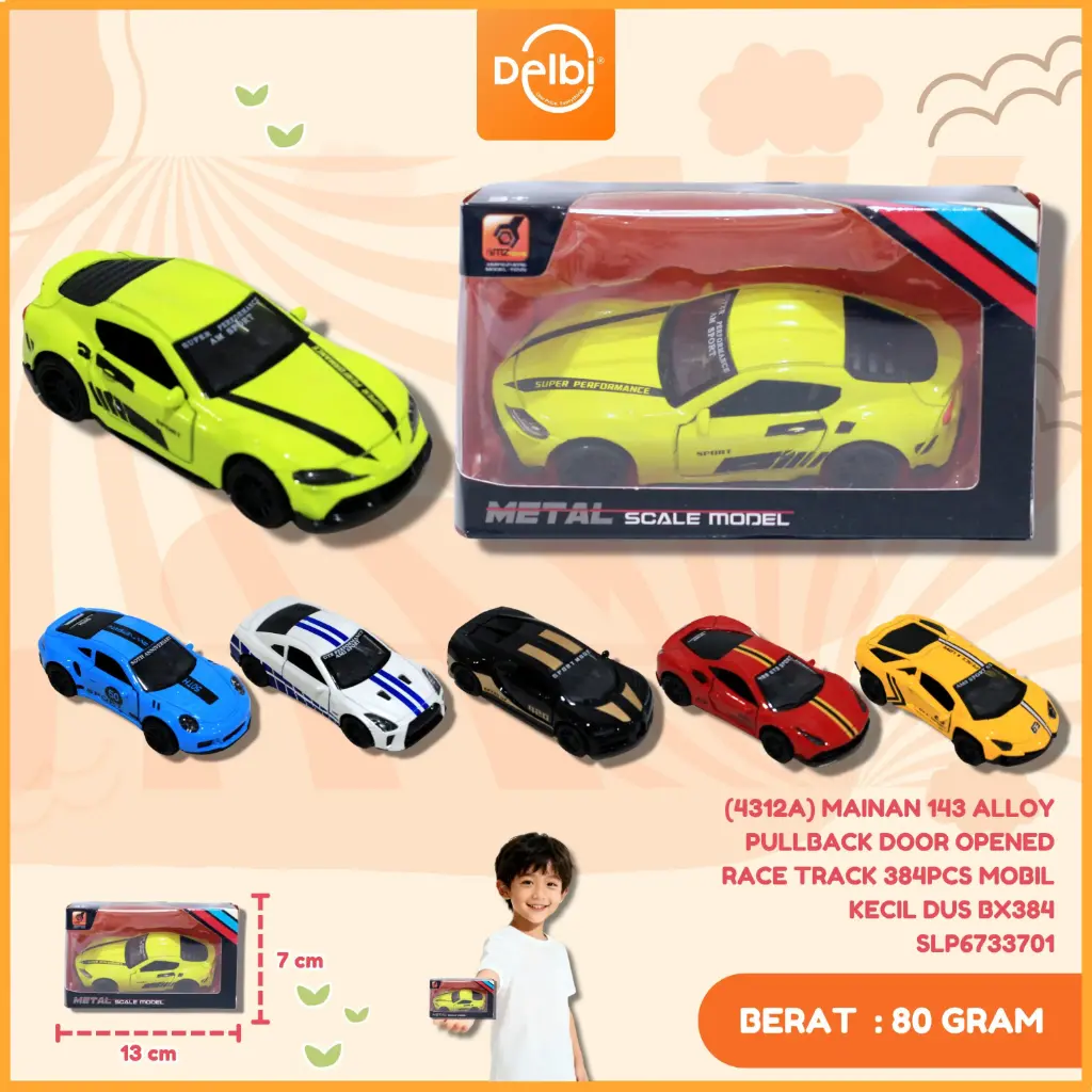 [SLP6733701] (4312A) MAINAN 143 ALLOY PULLBACK DOOR OPENED RACE TRACK 384PCS MOBIL KECIL DUS BX384