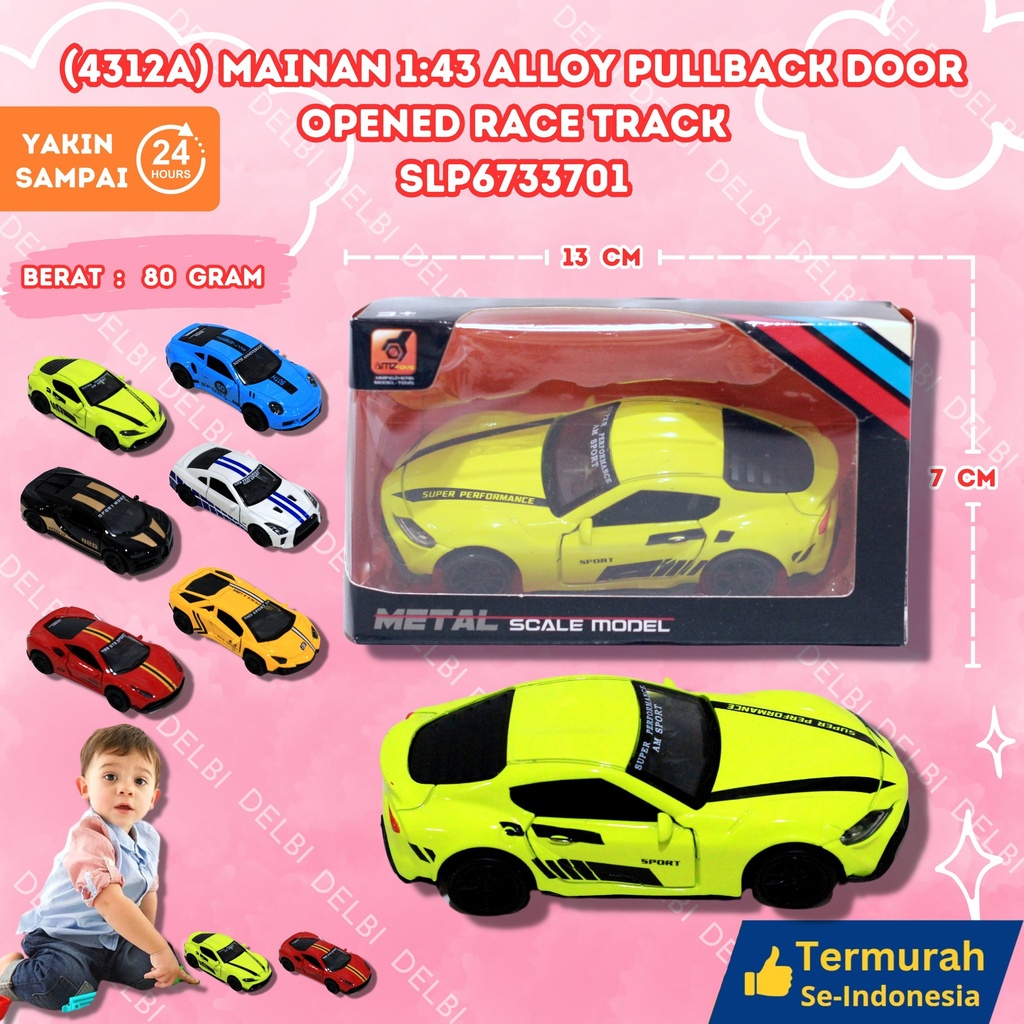 (4312A) MAINAN 143 ALLOY PULLBACK DOOR OPENED RACE TRACK 384PCS MOBIL KECIL DUS BX384