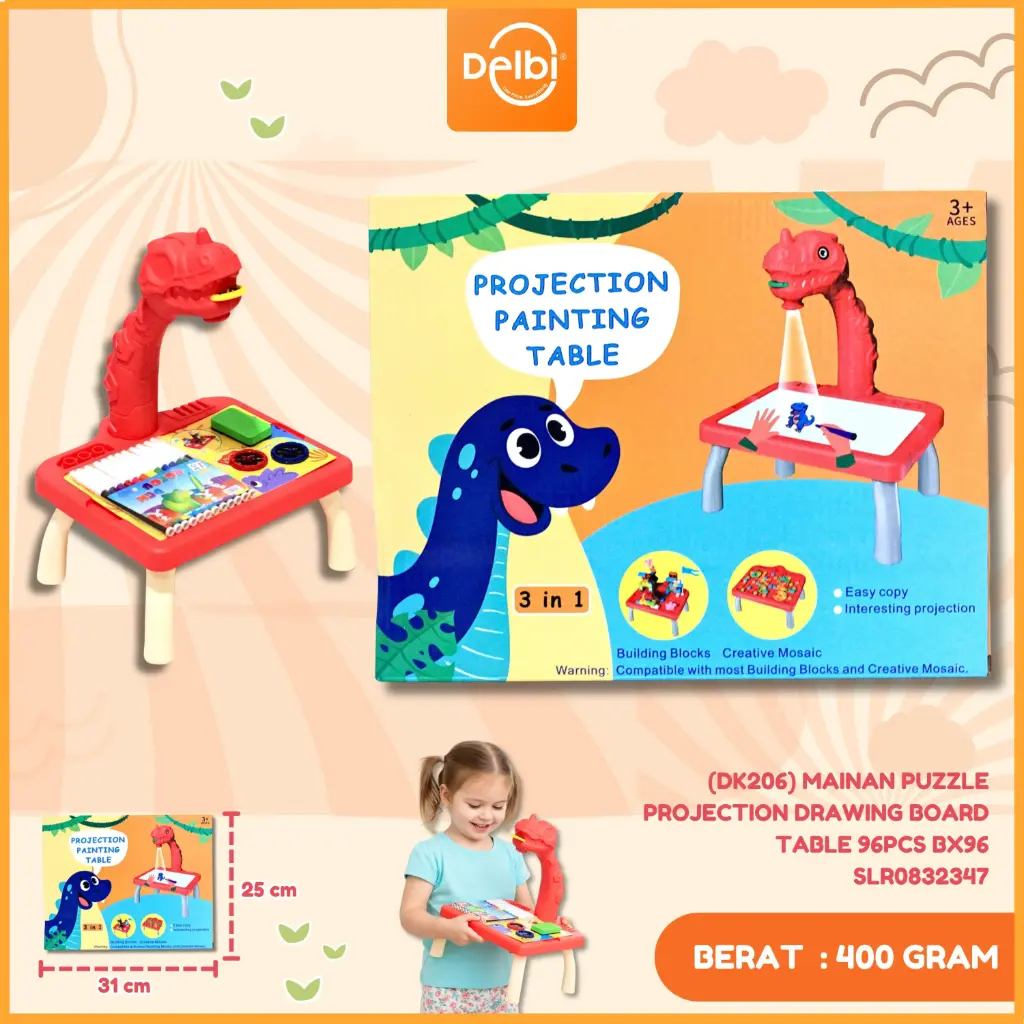 (DK206) MAINAN PUZZLE PROJECTION DRAWING BOARD TABLE 96PCS BX96