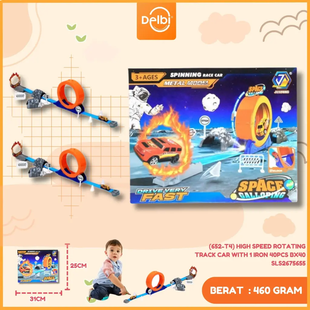 (652-T4) HIGH SPEED ROTATING TRACK CAR WITH 1 IRON 40PCS BX40