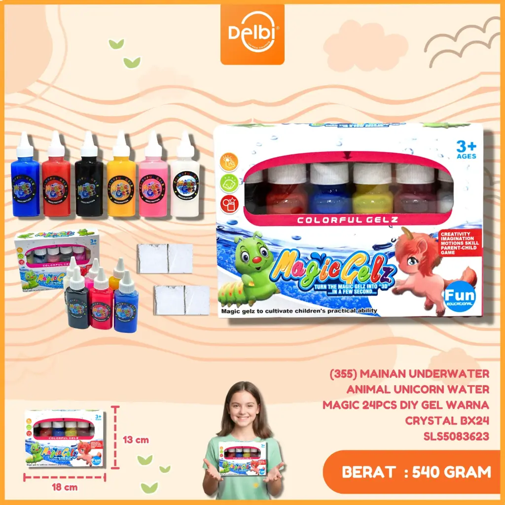 (355) MAINAN UNDERWATER ANIMAL UNICORN WATER MAGIC 24PCS DIY GEL WARNA CRYSTAL BX24