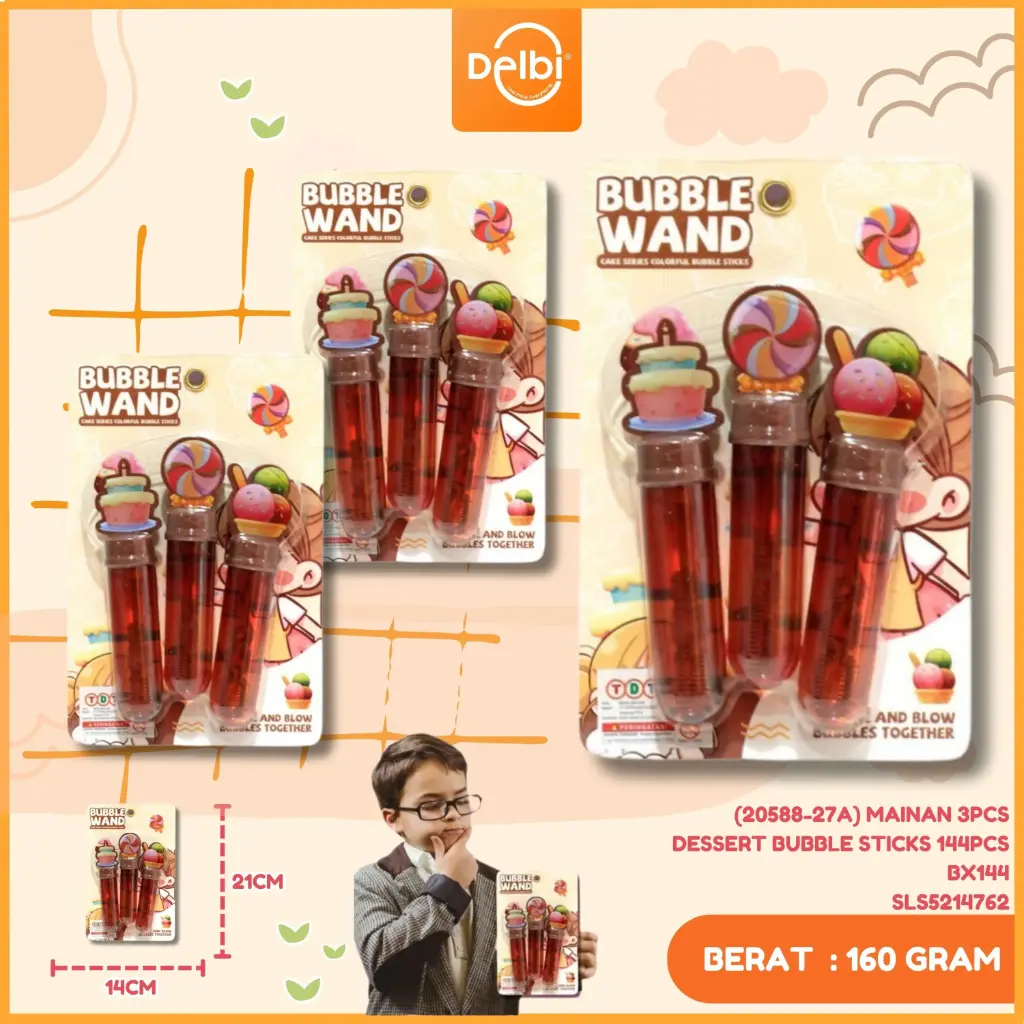 (20588-27A) MAINAN 3PCS DESSERT BUBBLE STICKS 144PCS BX144