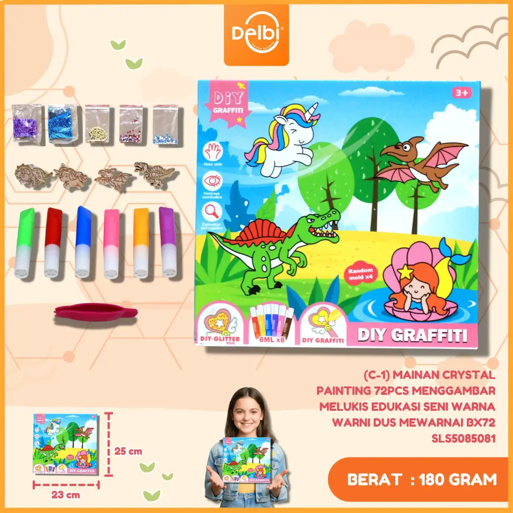 (C-1) MAINAN CRYSTAL PAINTING 72PCS MENGGAMBAR MELUKIS EDUKASI SENI WARNA WARNI DUS MEWARNAI BX72
