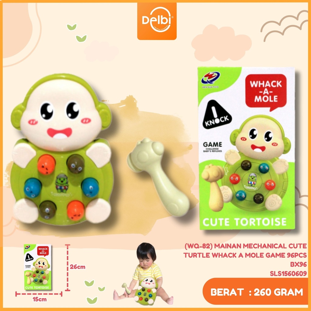 (WQ-82) MAINAN MECHANICAL CUTE TURTLE WHACK A MOLE GAME 96PCS BX96