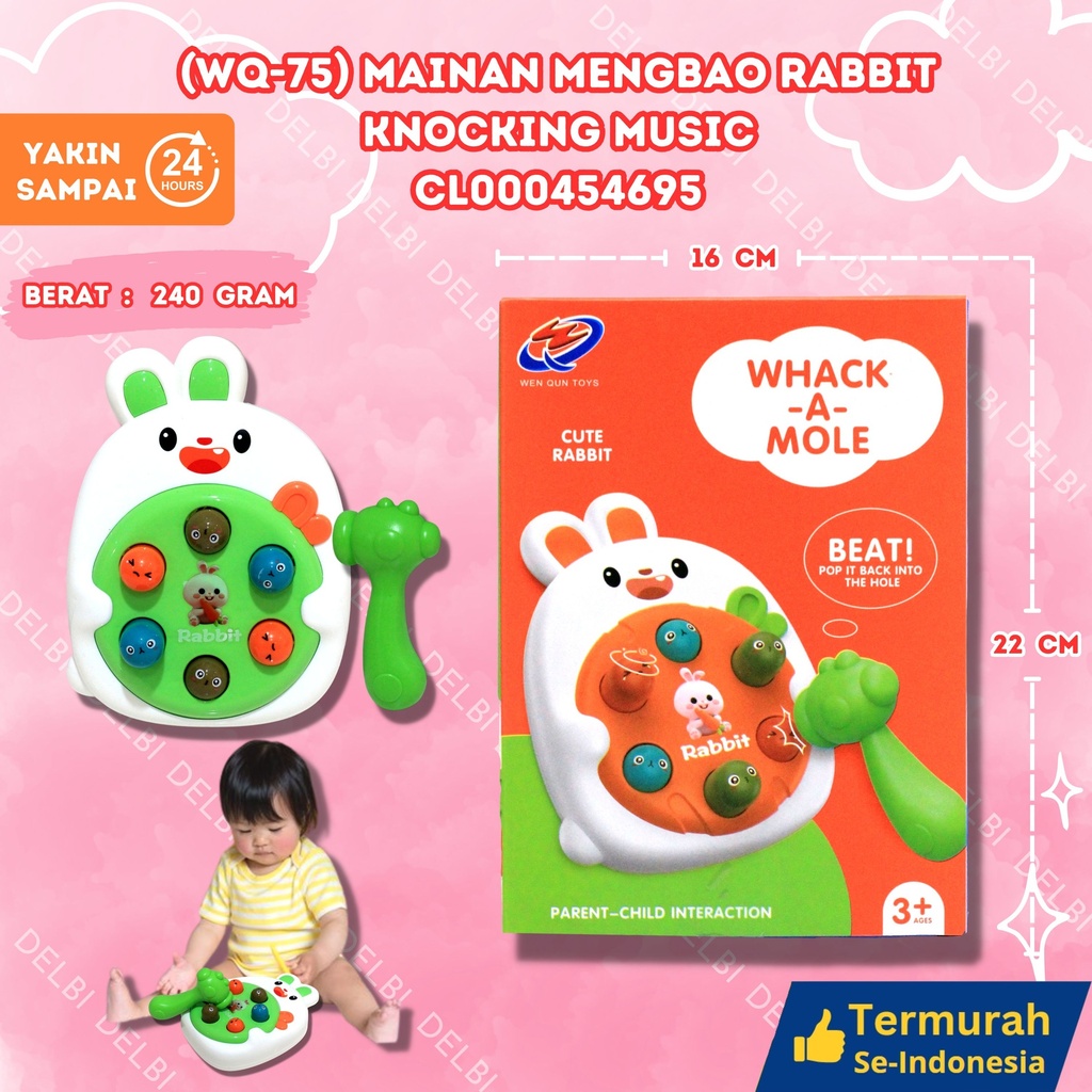 ( WQ-75) MAINAN MENGBAO RABBIT KNOCKING MUSIC 96PCS BX96