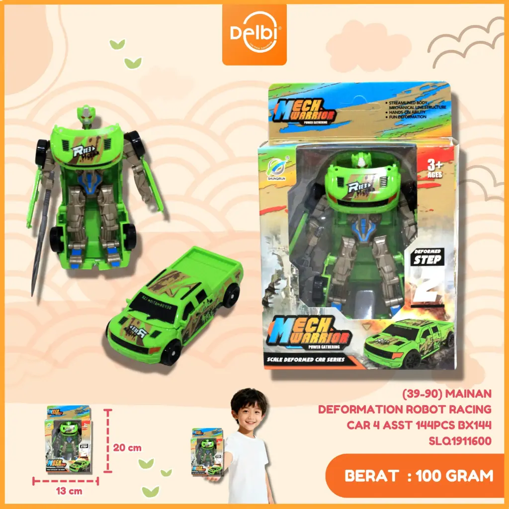 (39-90) MAINAN DEFORMATION ROBOT RACING CAR 4 ASST 144PCS BX144