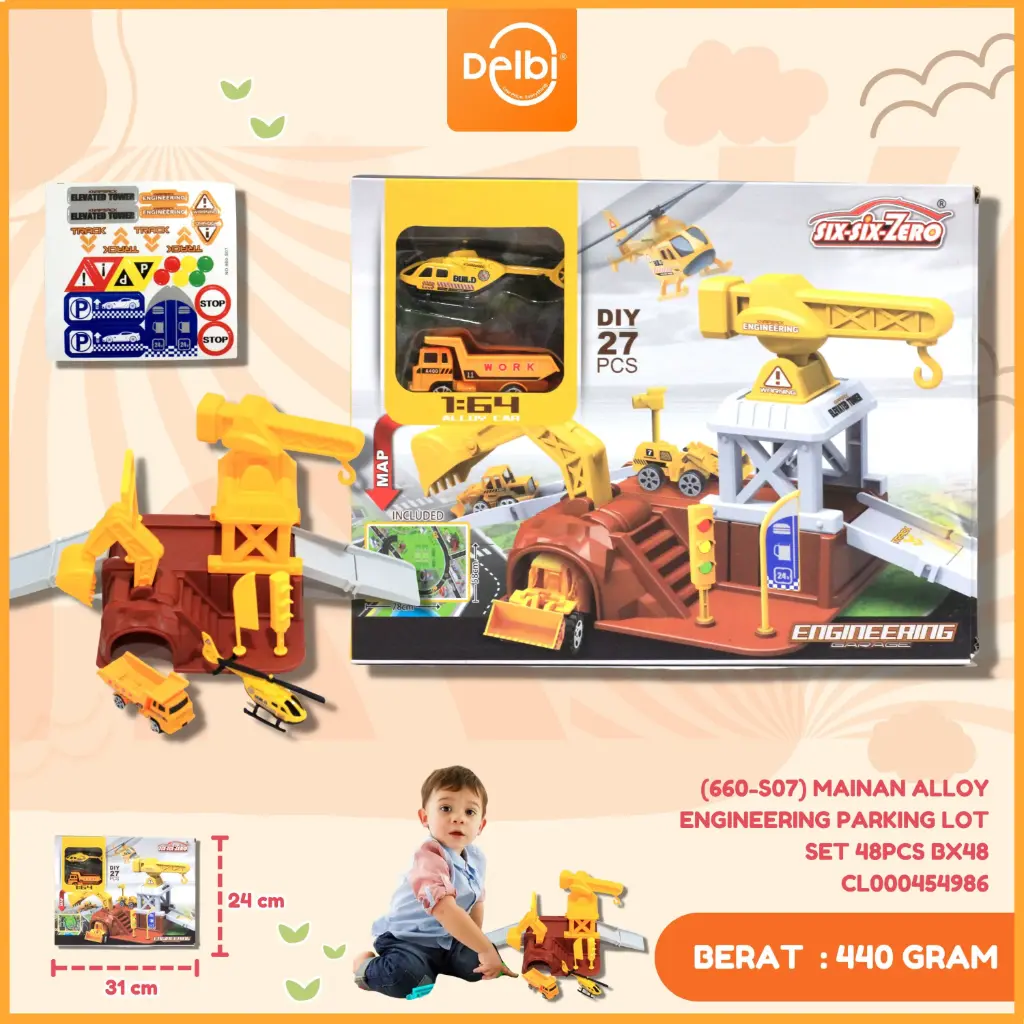 (660-S07) MAINAN ALLOY ENGINEERING PARKING LOT SET 48PCS BX48