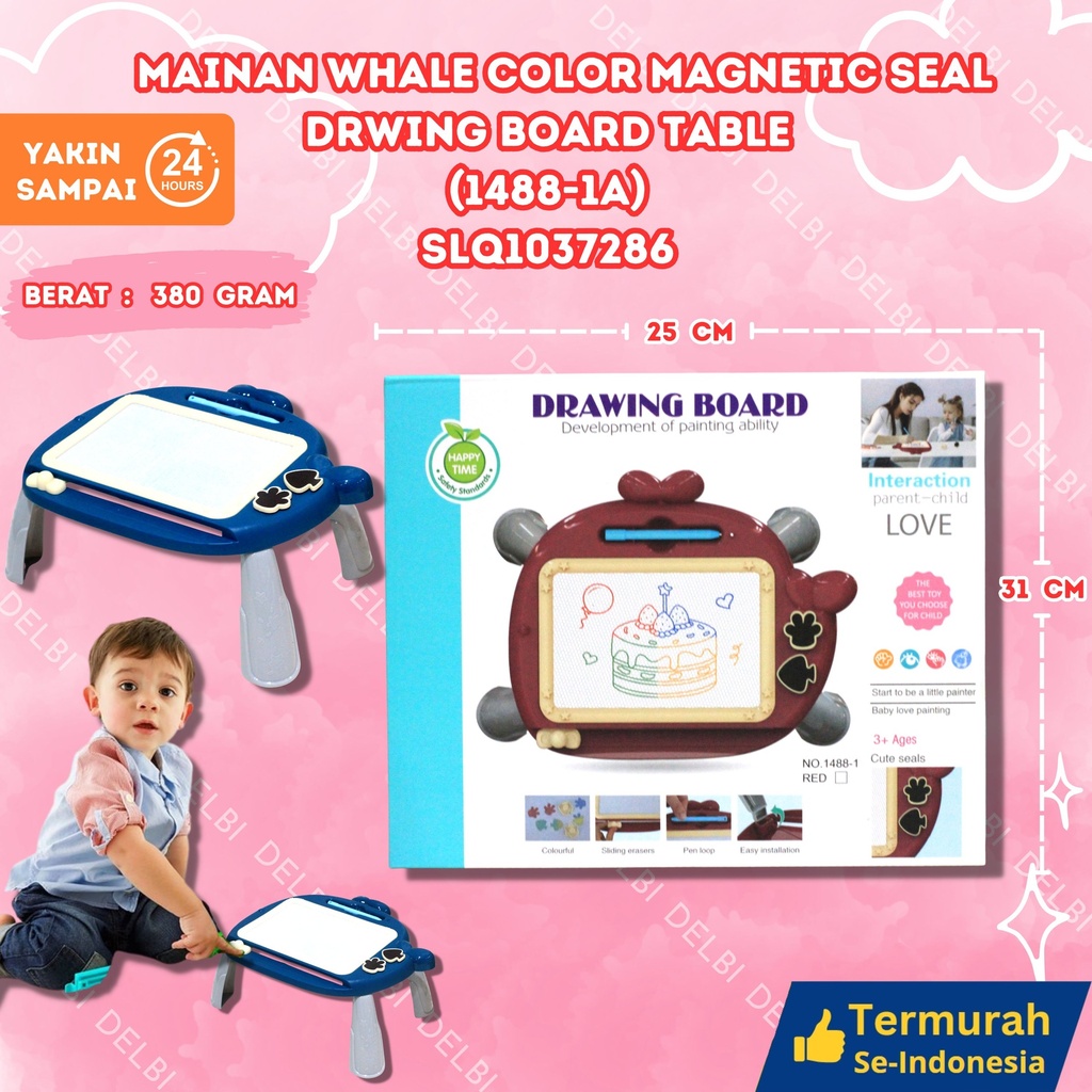 (1488-1A) MAINAN WHALE COLOR MAGNETIC SEAL DRWING BOARD TABLE BX60