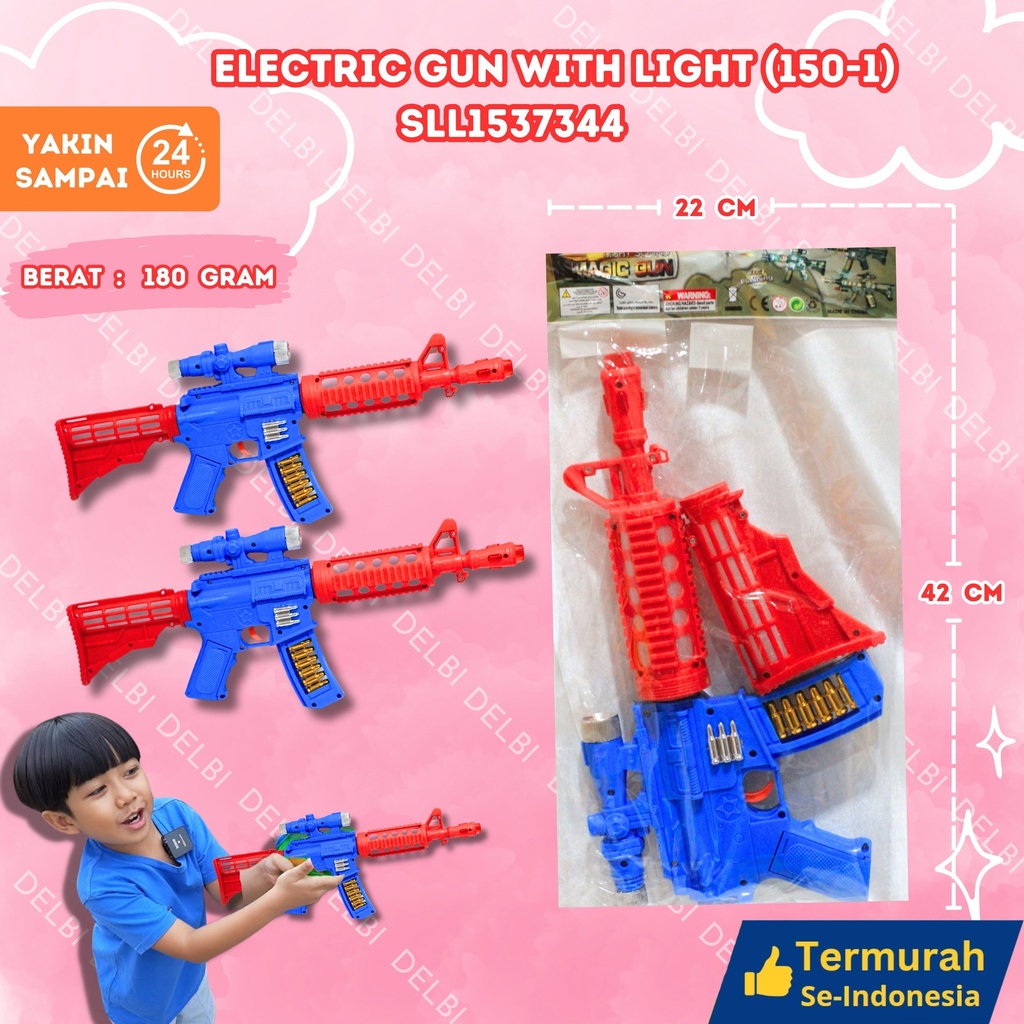 [SLL1537344] (150-1) ELECTRIC GUN WITH LIGHT 96PCS TEMBAK PISTOL LAMPU BX96