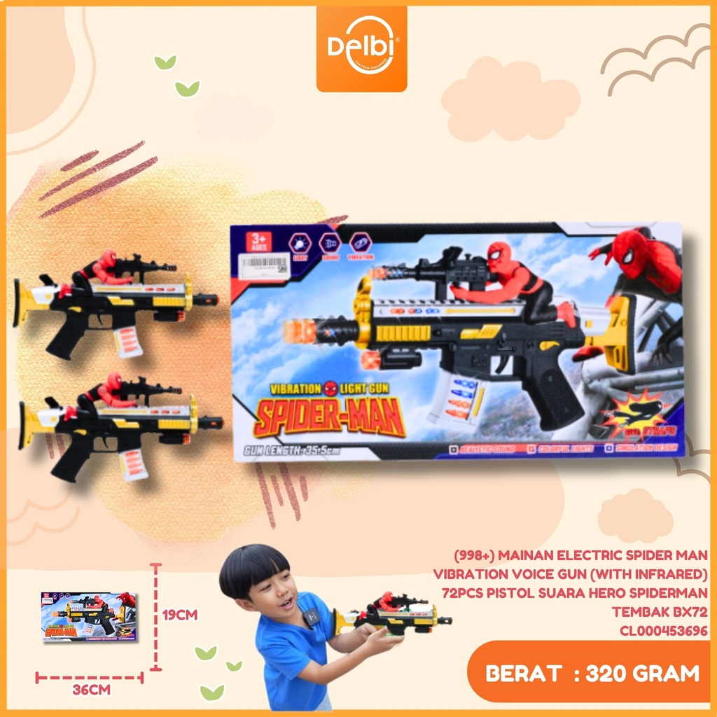 (998+) MAINAN ELECTRIC SPIDER MAN VIBRATION VOICE GUN (WITH INFRARED) 72PCS PISTOL SUARA HERO SPIDERMAN TEMBAK BX72