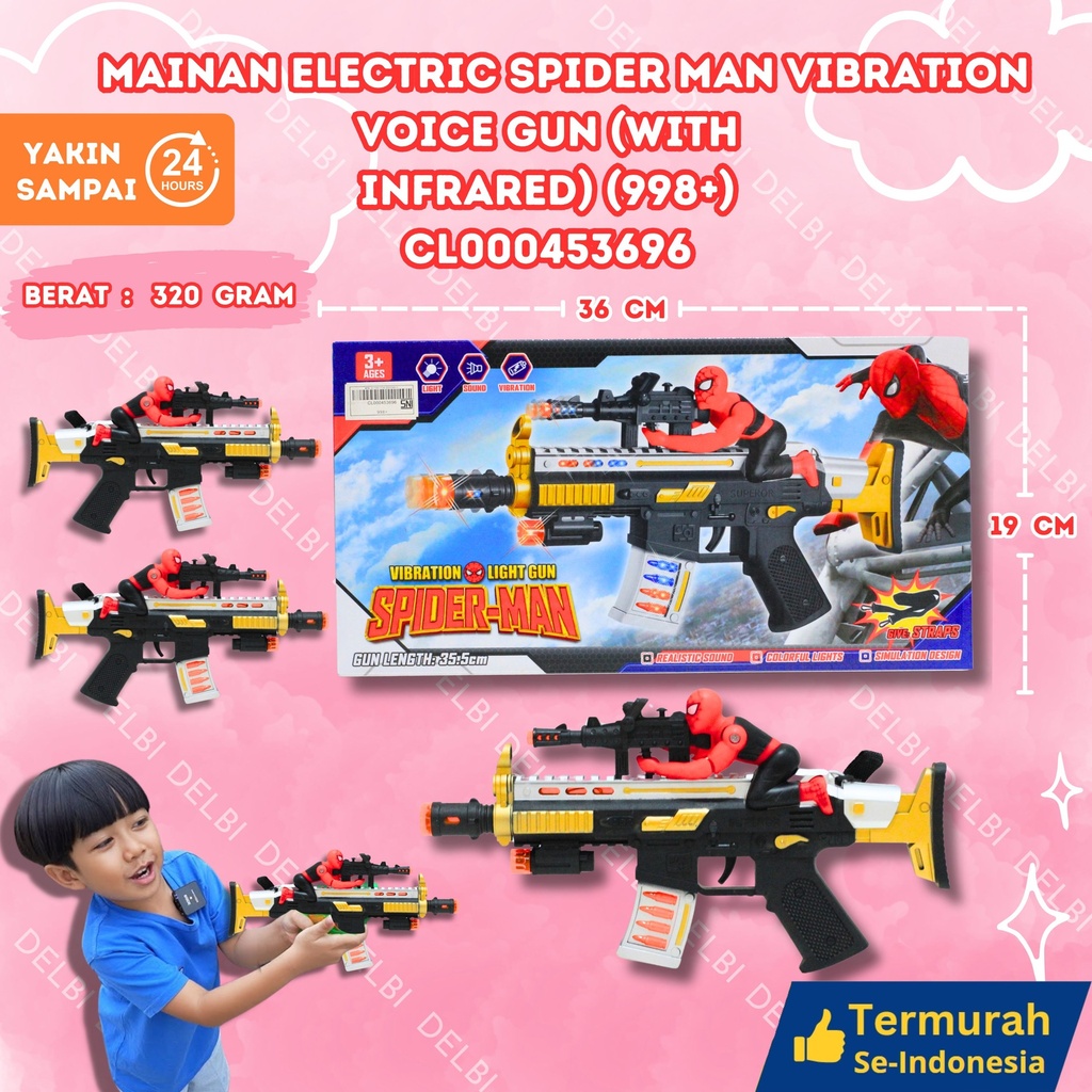 (998+) MAINAN ELECTRIC SPIDER MAN VIBRATION VOICE GUN (WITH INFRARED) 72PCS PISTOL SUARA HERO SPIDERMAN TEMBAK BX72