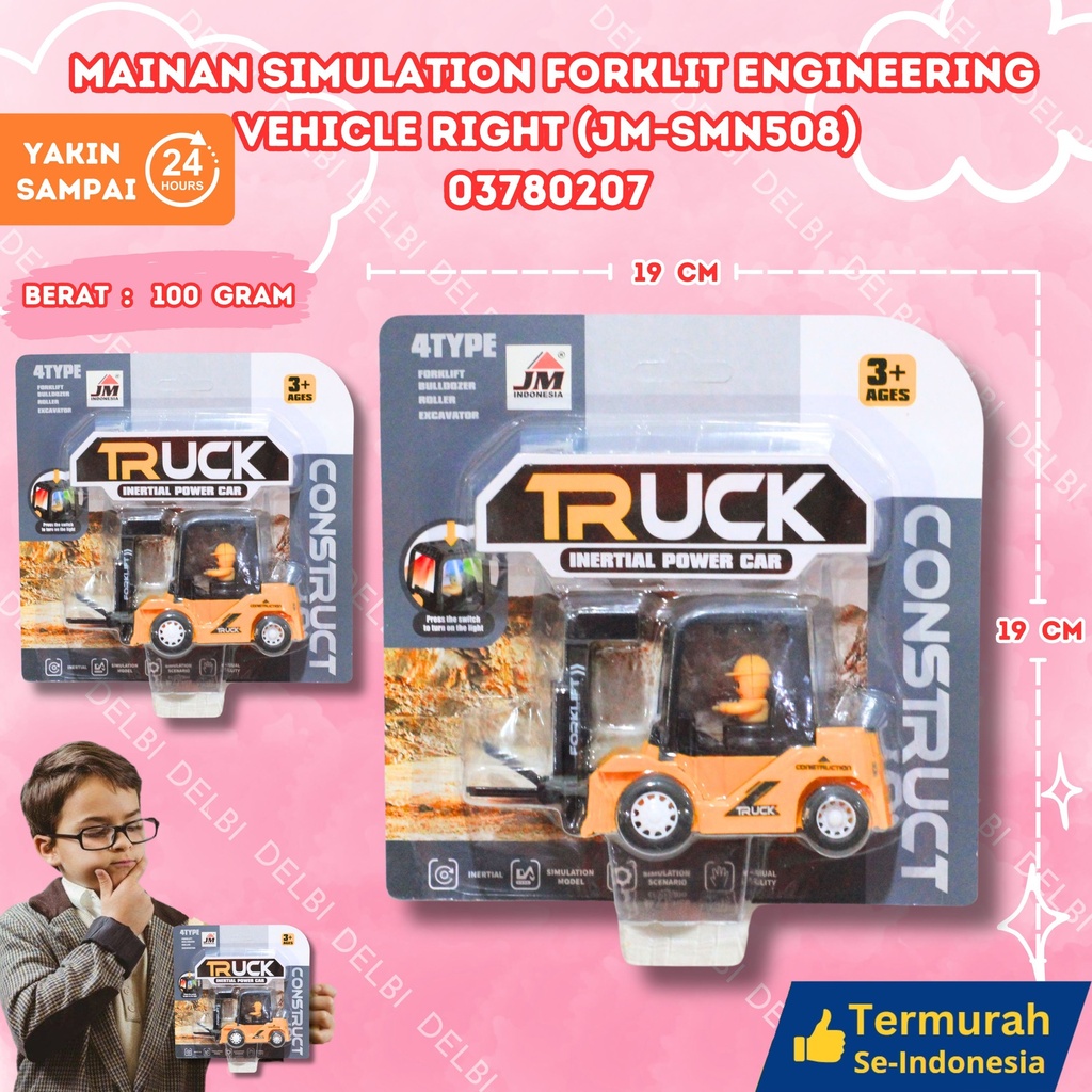 (JM-SMN508) MAINAN SIMULATION FORKLIT ENGINEERING VEHICLE RIGHT 192PCS MOBIL KECIL TRUK PROYEK BX192