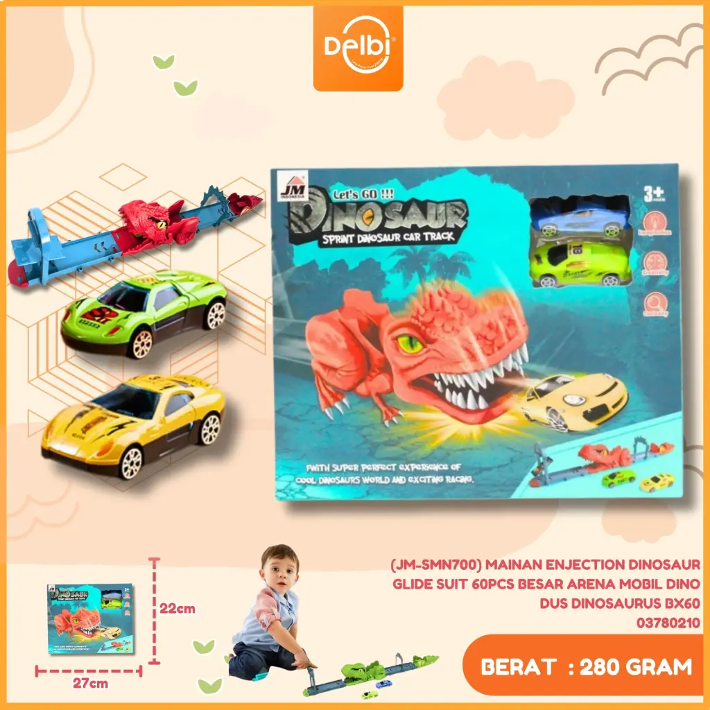 [03780210] (JM-SMN700) MAINAN ENJECTION DINOSAUR GLIDE SUIT 60PCS BESAR ARENA MOBIL DINO DUS DINOSAURUS BX60