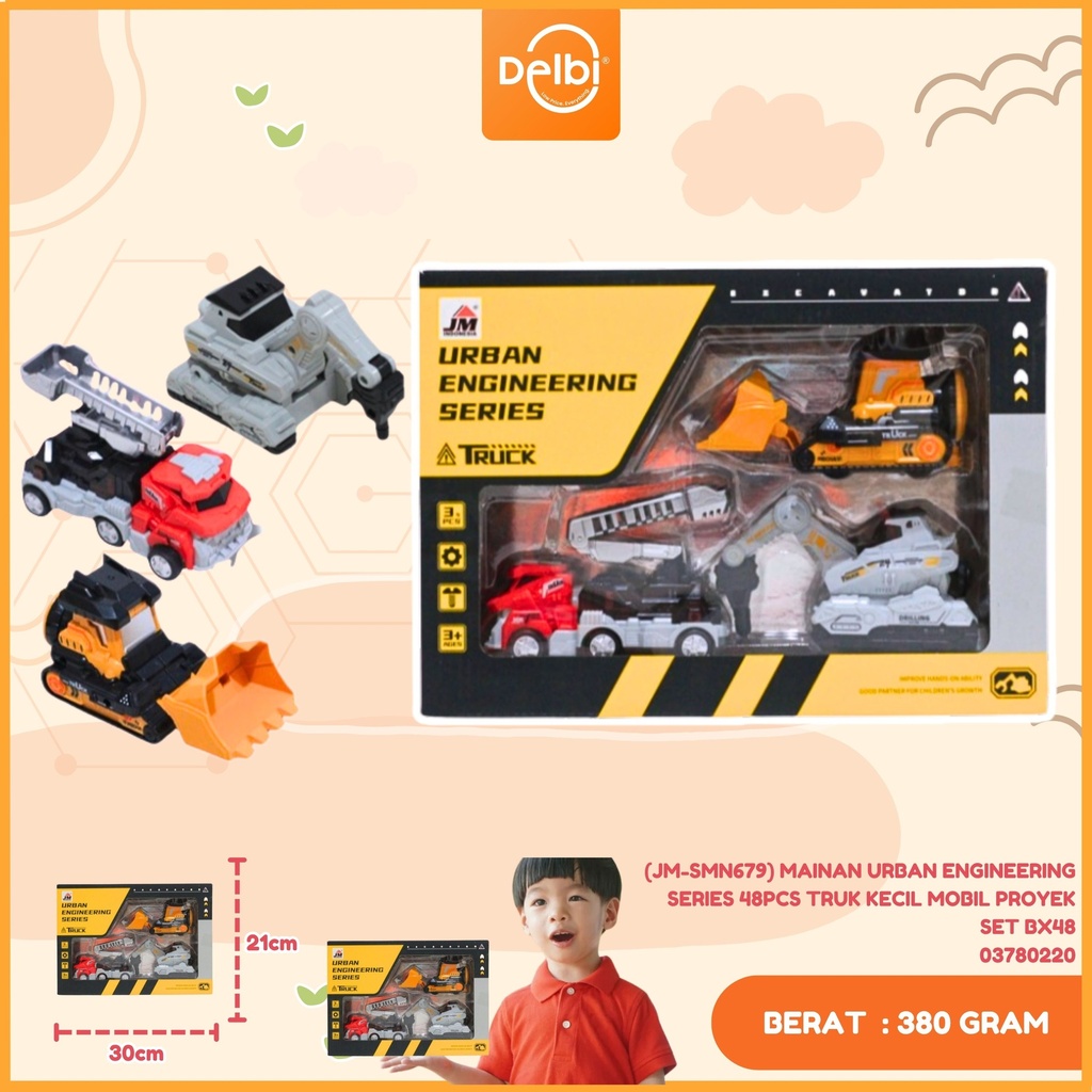 (JM-SMN679) MAINAN URBAN ENGINEERING SERIES 48PCS TRUK KECIL MOBIL PROYEK SET BX48