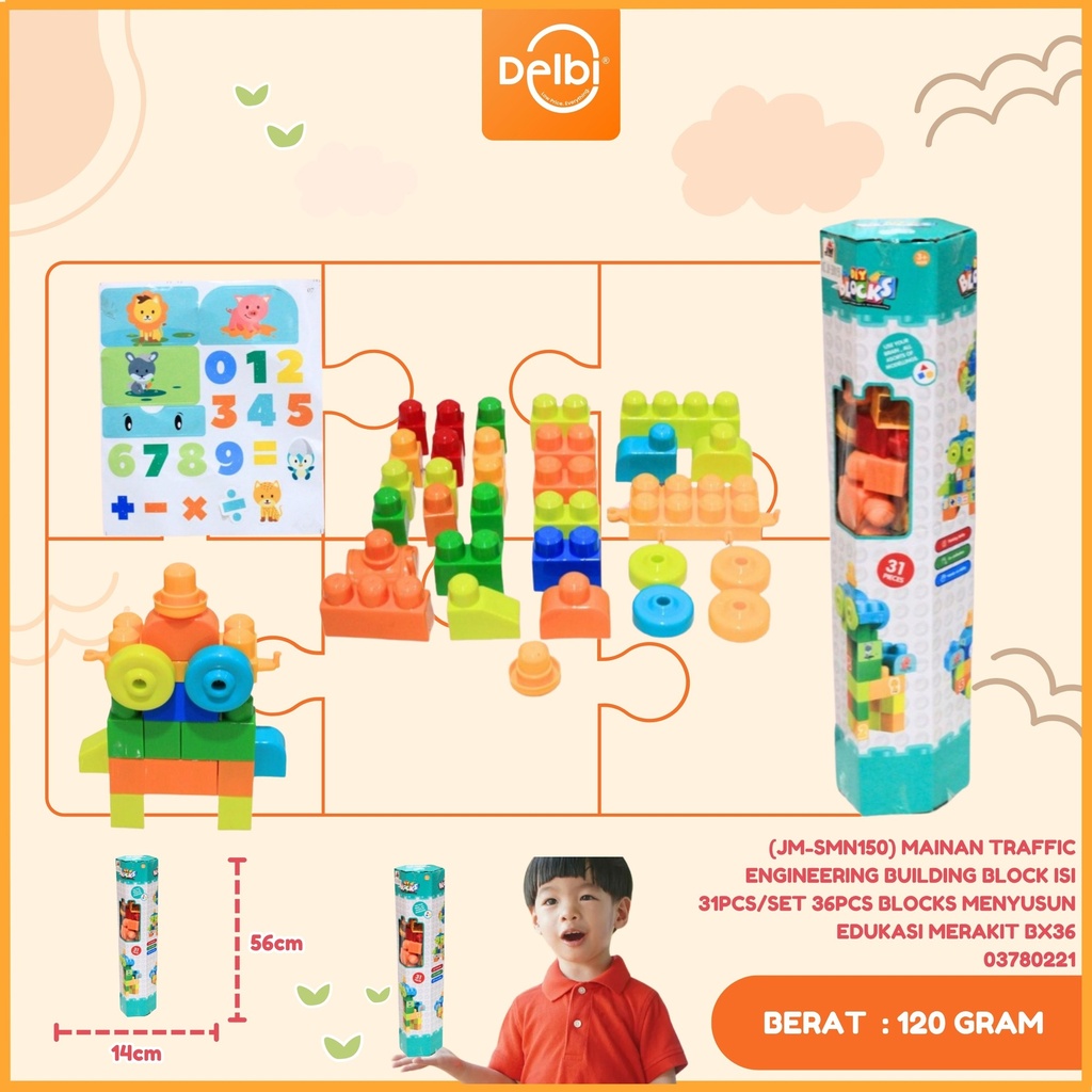 (JM-SMN150) MAINAN TRAFFIC ENGINEERING BUILDING BLOCK ISI 31PCS/SET 36PCS BLOCKS MENYUSUN EDUKASI MERAKIT BX36