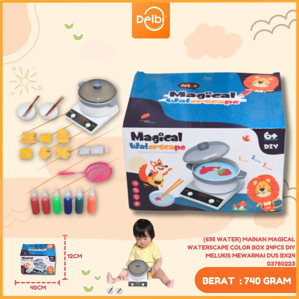 (695 WATER) MAINAN MAGICAL WATERSCAPE COLOR BOX 24PCS DIY MELUKIS MEWARNAI DUS BX24