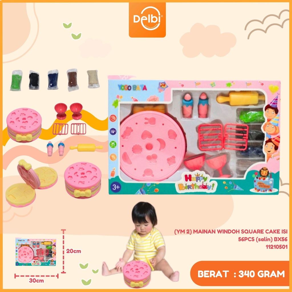 (YM 2) MAINAN WINDOH SQUARE CAKE ISI 56PCS (salin) BX56