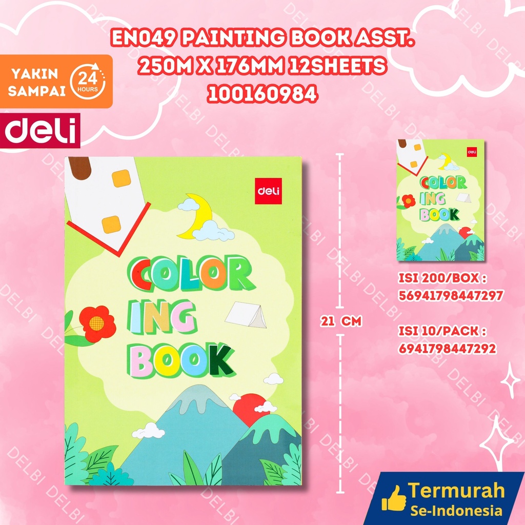 [100160984] EN049 Painting Book Asst. 250m x 176mm 12sheets 120g MENGGAMBAR MEWARNAI SENI BUKU GAMBAR DELI BX200 BX10