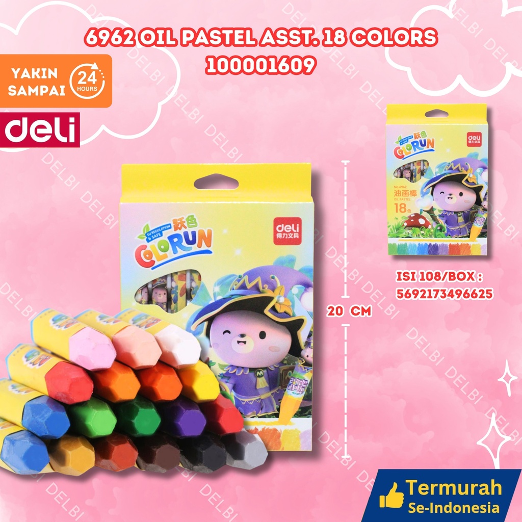 6962 Oil Pastel ASST. 18 colors MENGGAMBAR MEWARNAI DELI KRAYON PENSIL WARNA BX108