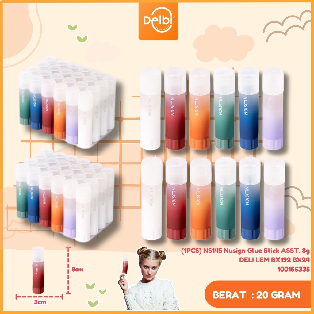 [100156335] (1PCS) NS145 Nusign Glue Stick ASST. 8g DELI LEM BX192 BX24