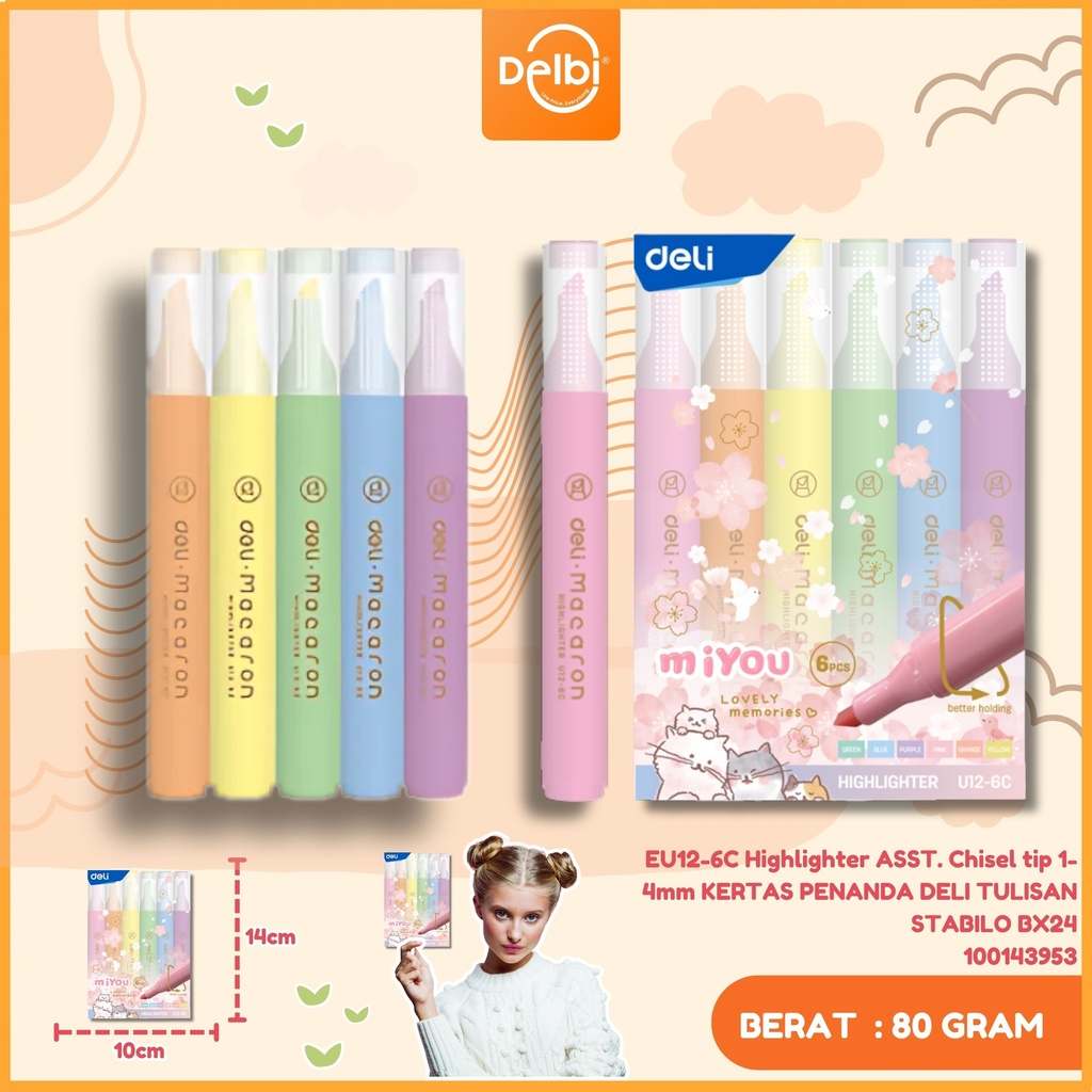 [100143953] EU12-6C Highlighter ASST. Chisel tip 1-4mm KERTAS PENANDA DELI TULISAN STABILO BX24