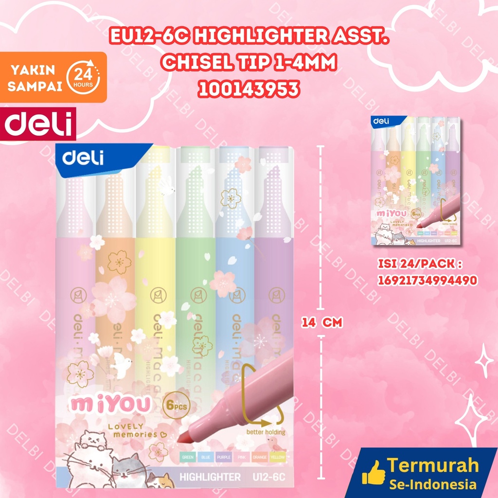EU12-6C Highlighter ASST. Chisel tip 1-4mm KERTAS PENANDA DELI TULISAN STABILO BX24