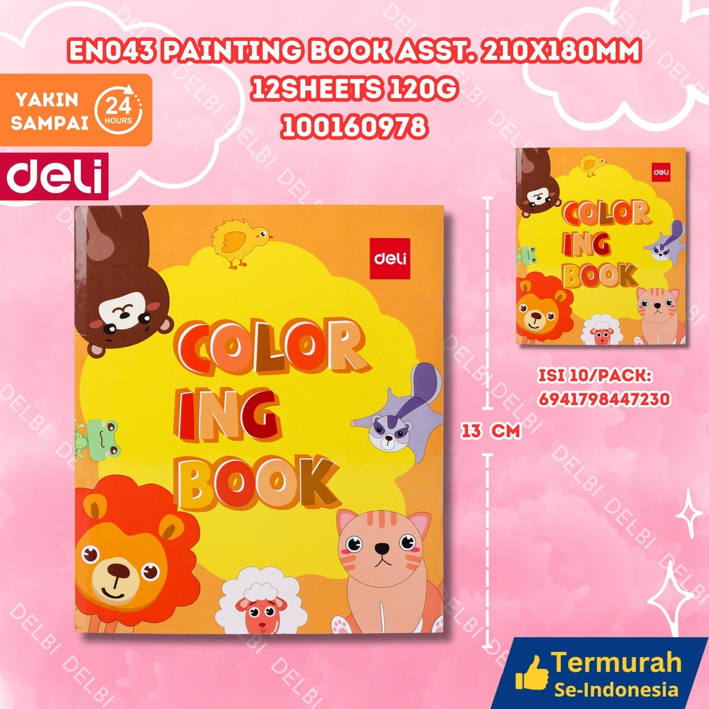 [100160978] EN043 Painting Book Asst. 210x180mm 12sheets 120g MENGGAMBAR MEWARNAI COLORING SENI BUKU DELI BX10
