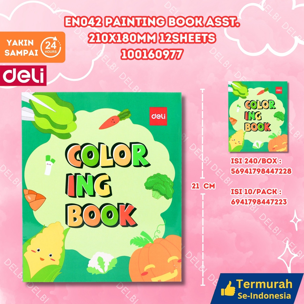 [100160977] EN042 Painting Book Asst. 210x180mm 12sheets 120g MENGGAMBAR MEWARNAI COLORING SENI BUKU DELI BX10