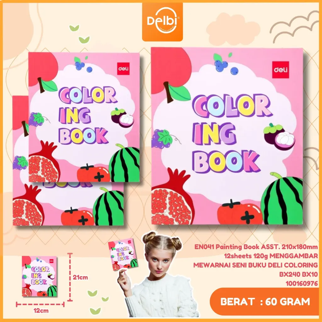[100160976] EN041 Painting Book ASST. 210x180mm 12sheets 120g MENGGAMBAR MEWARNAI SENI BUKU DELI COLORING BX240 BX10