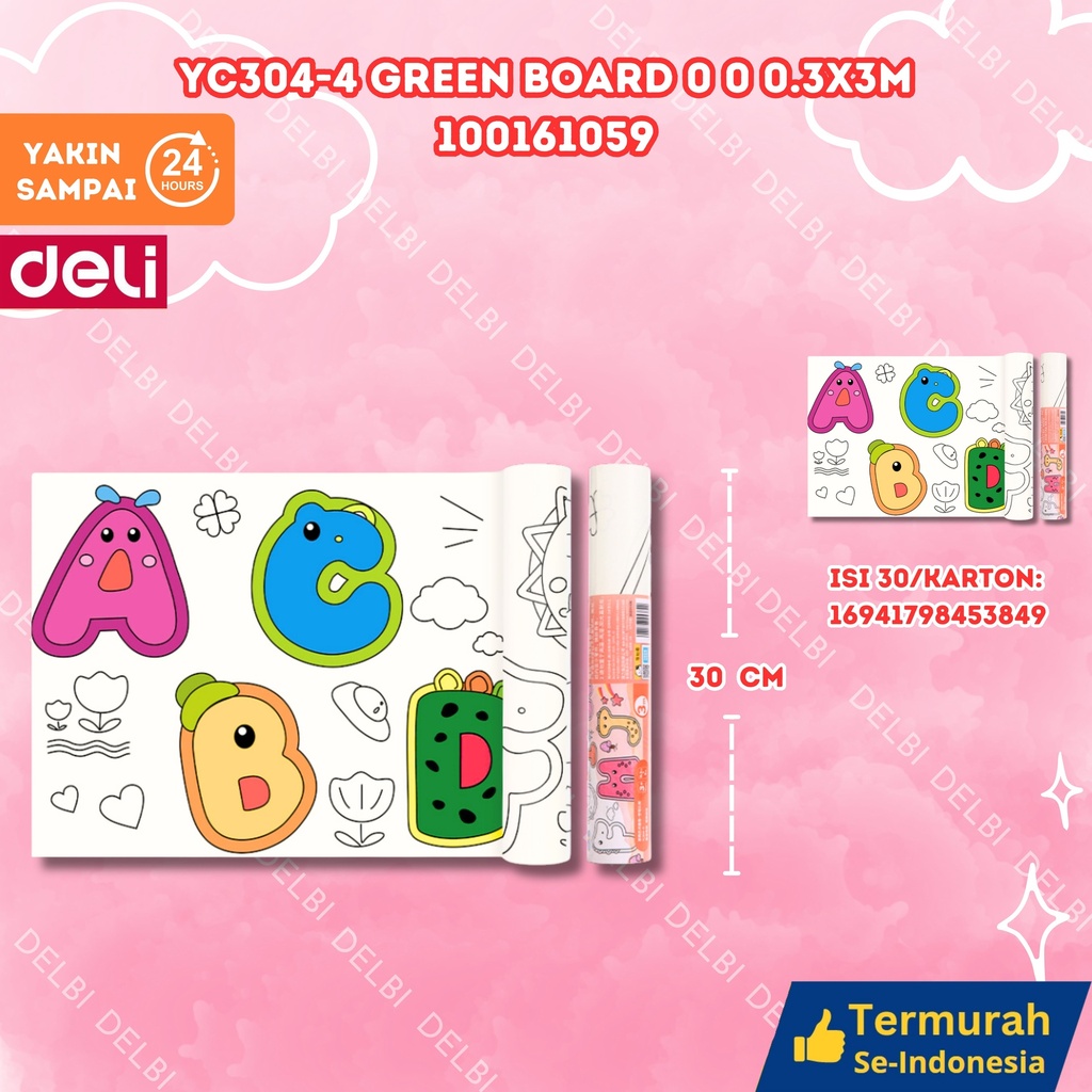 YC304-4 Green Board 0 0.3x3m MEWARNAI BUKU COLORING SCROLL DELI ANGKA HURUF BX60 BX30