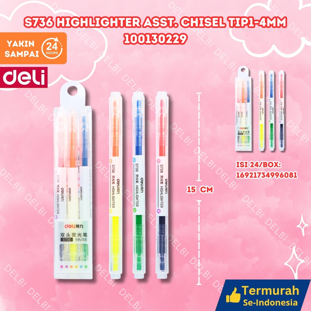 S736 Highlighter ASST. Chisel tip1-4mm DELI PENANDA STABILO BX288 BX24